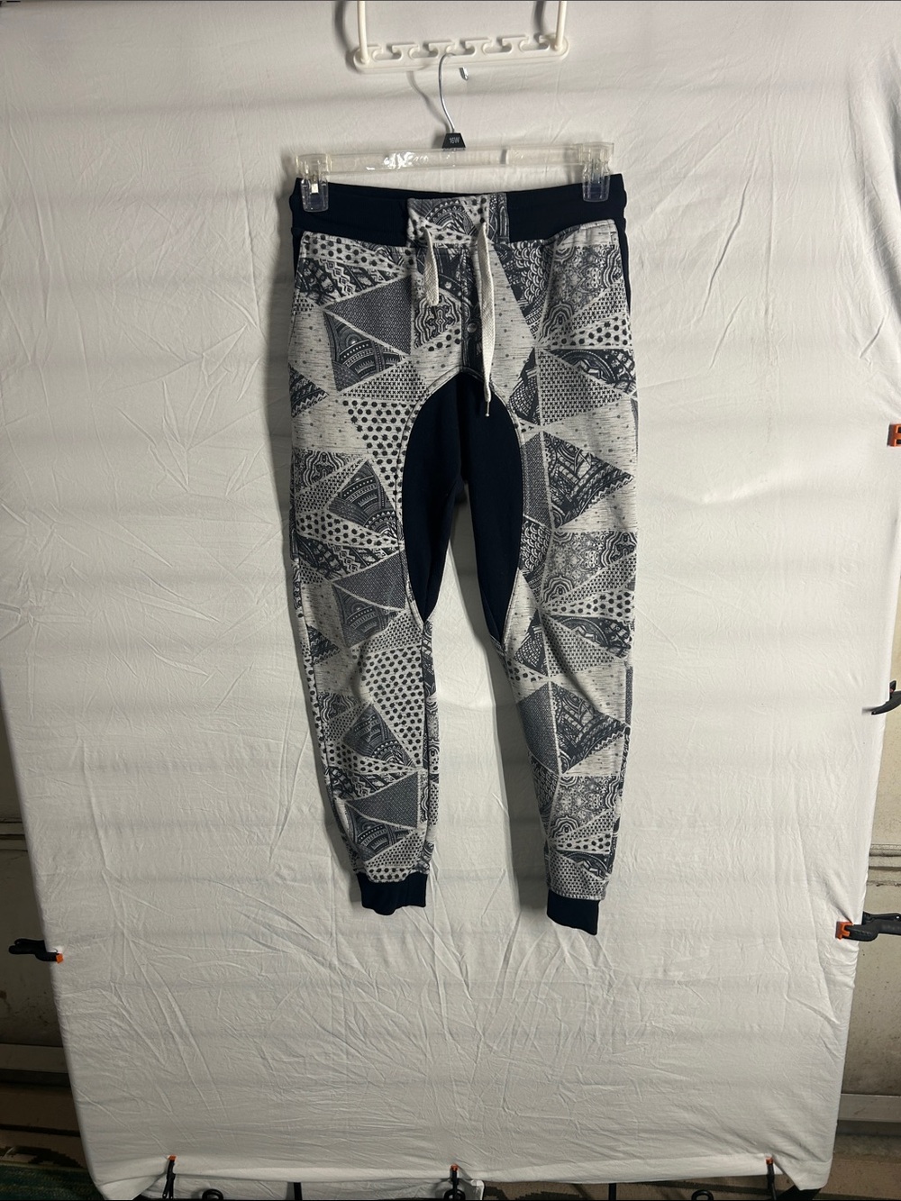 South Pole Navy & White Geometric Pattern Joggers